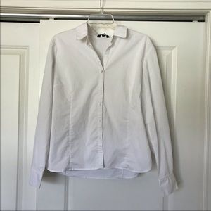 White Button Down Long Sleeve Top